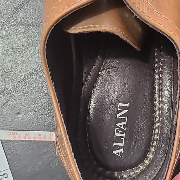 Alfani Men's Greg 8046 brown tan leather shoes size 9.5 Derby business office - Picture 4 of 12